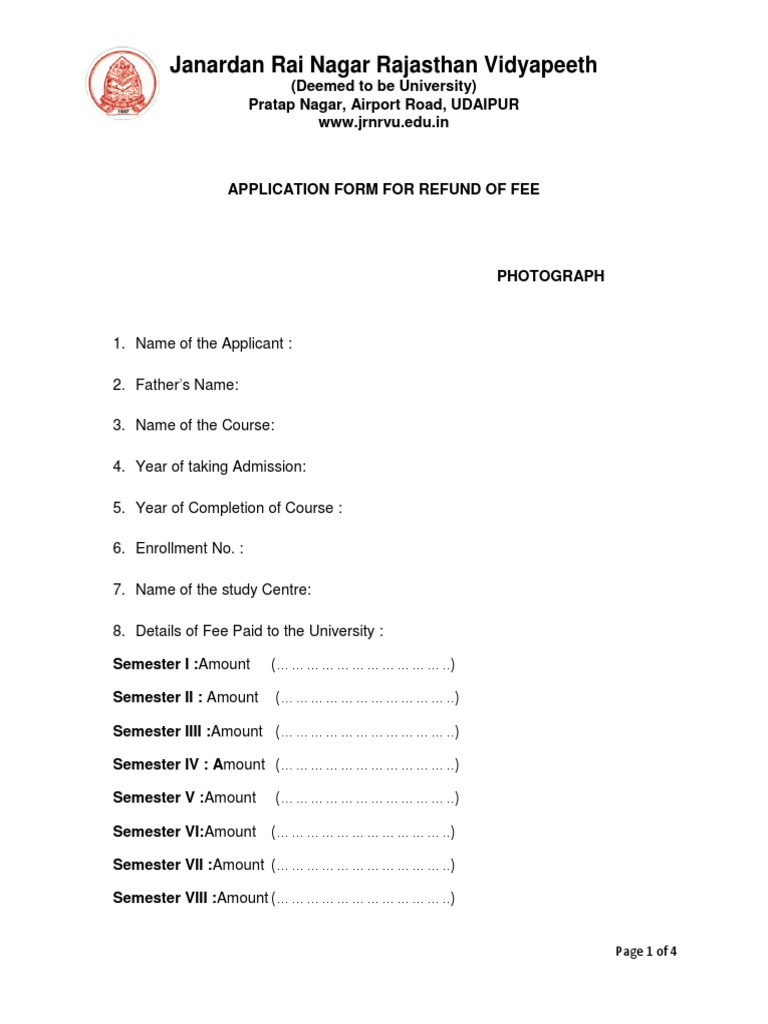 Fee Refund Application Form | PDF | Government | Business