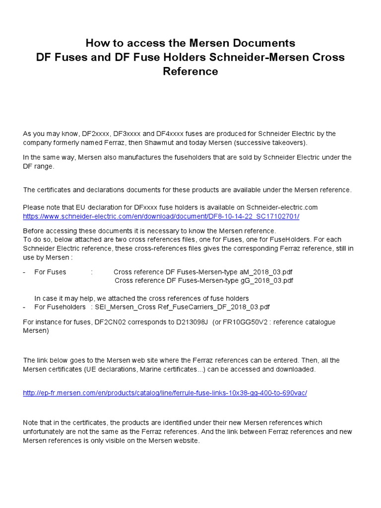 FUSE CROSS REFERENCE MERSEN intelligence overview