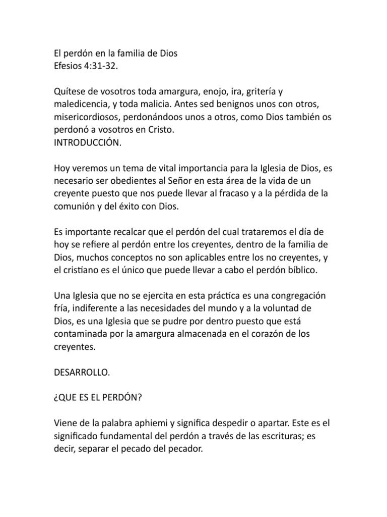 El perdón en la familia de Dios | PDF | Perdón | Pecado