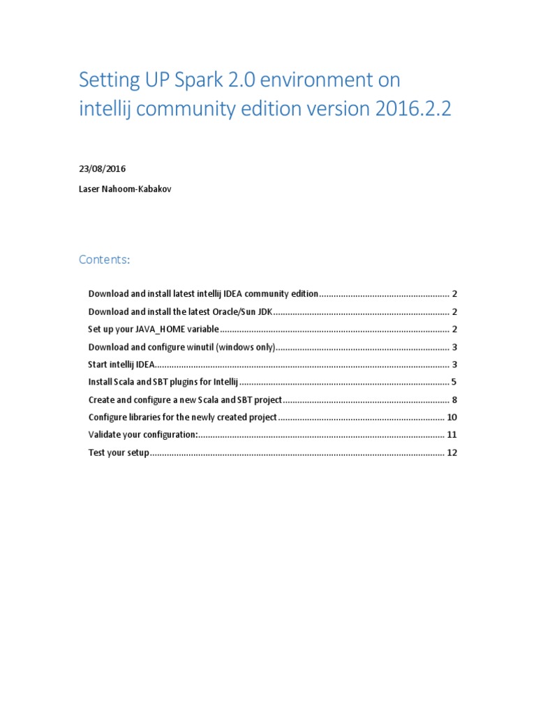 Setting Up Spark 2.0 With Intellij Community Edition PDF | PDF | Scala ...