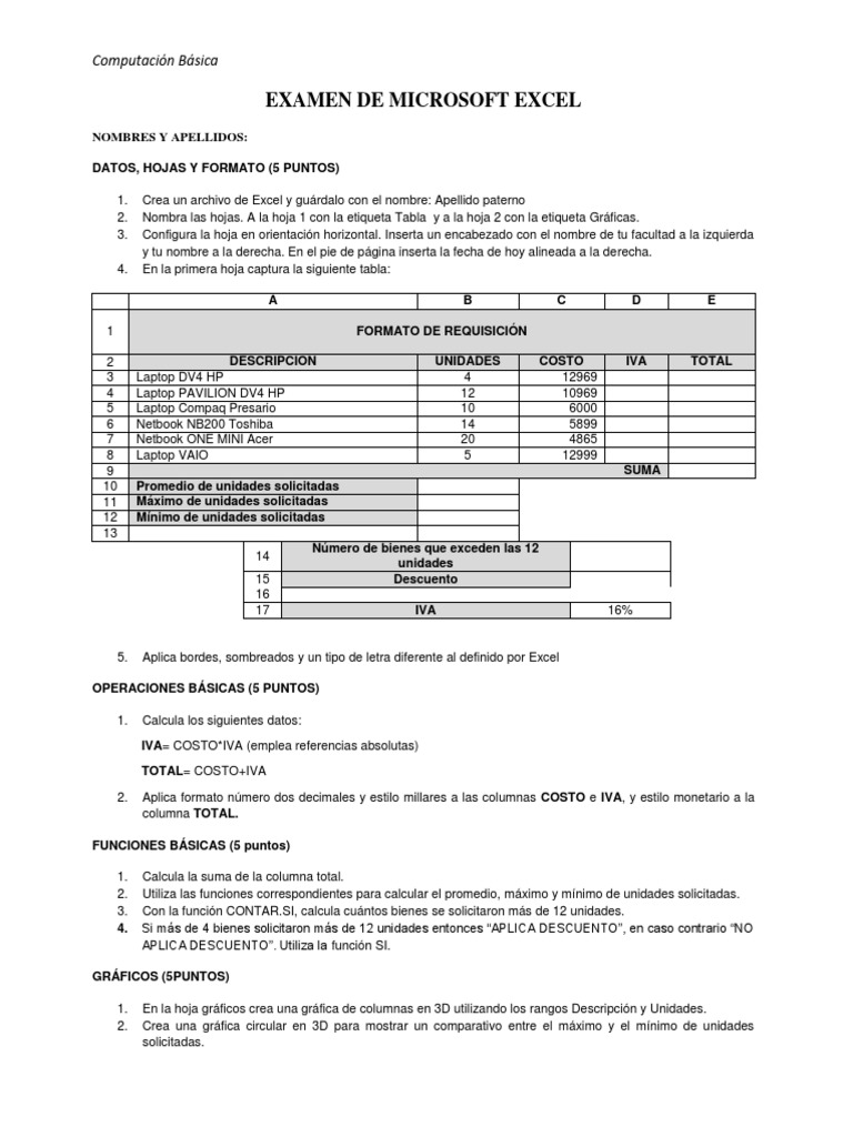 Examen Práctico de Microsoft Excel | PDF | Microsoft Excel | Hardware