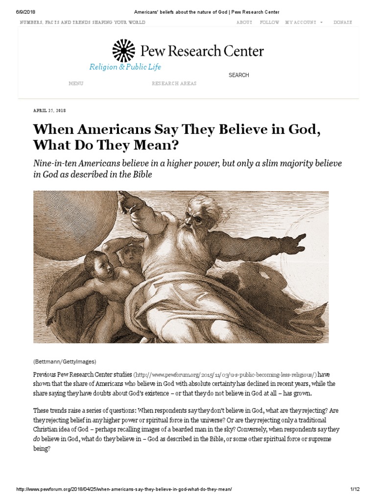 Americans Beliefs About The Nature of God Pew Research Center | PDF ...