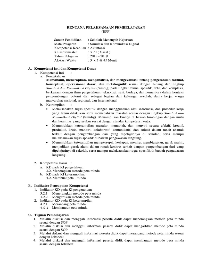 Rpp Kd 2 Metode Peta Minda