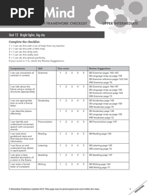 Open Mind Upper Intermediate Unit 12 CEFR Checklist  PDF 