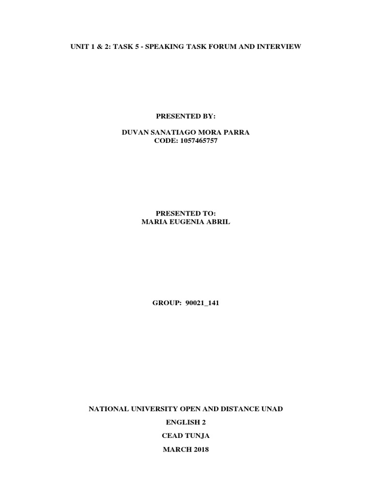 Speaking Task Forum and Interview Guide | PDF | Communication