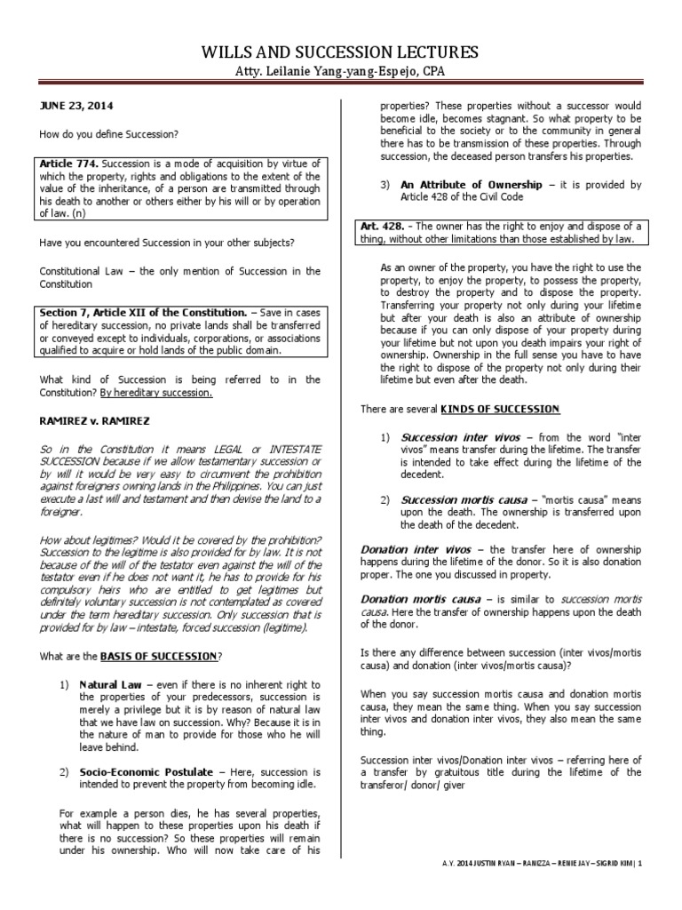 Succession TSN 2014 | PDF | Will And Testament | Lease