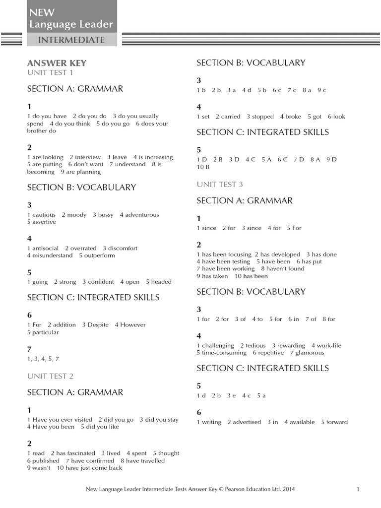 Language Leader Upper Intermediate Answer Key