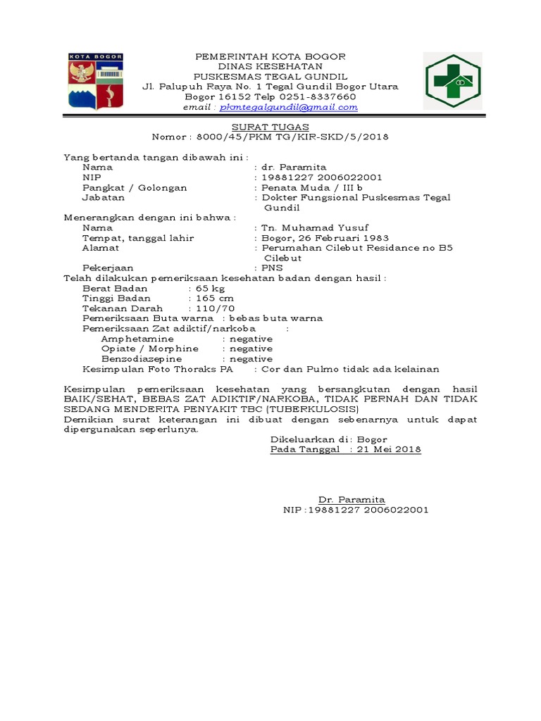 Surat Keterangan Sehat