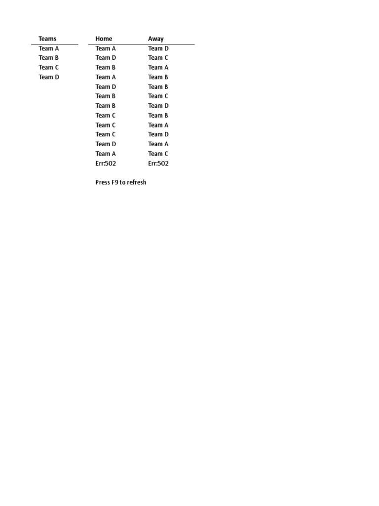 Team Matchup Results Overview | PDF | Sports & Recreation