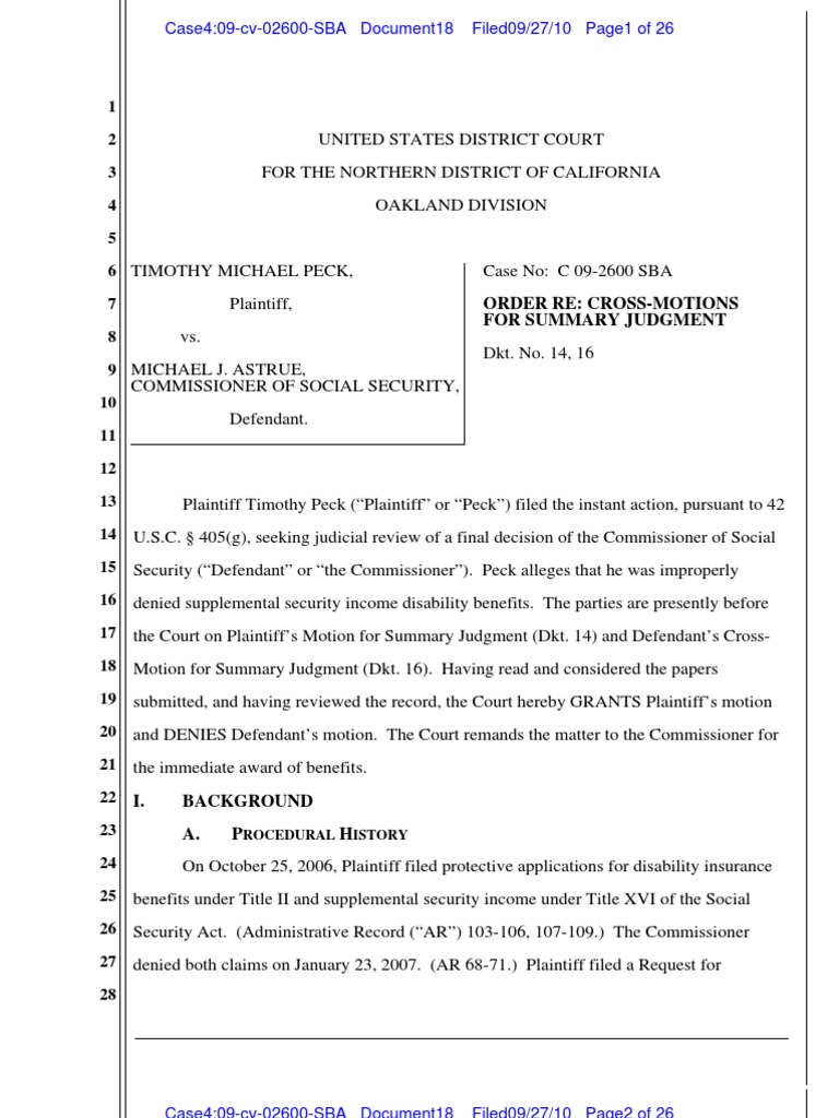 Court Order on Social Security Case | PDF | Summary Judgment | Psychiatry