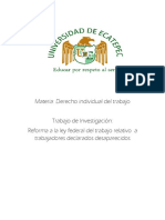 Reforma a la ley federal del trabajo relativo  a trabajadores declarados desaparecidos