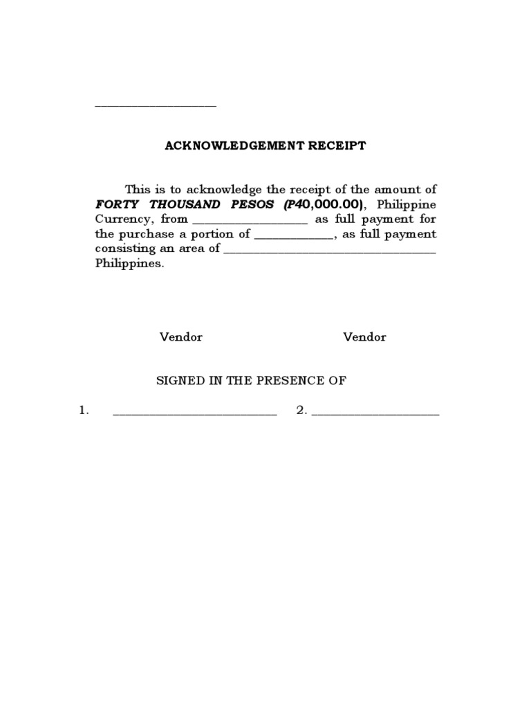 Acknowledgement Receipt Template Philippines | PDF | Finance & Money ...