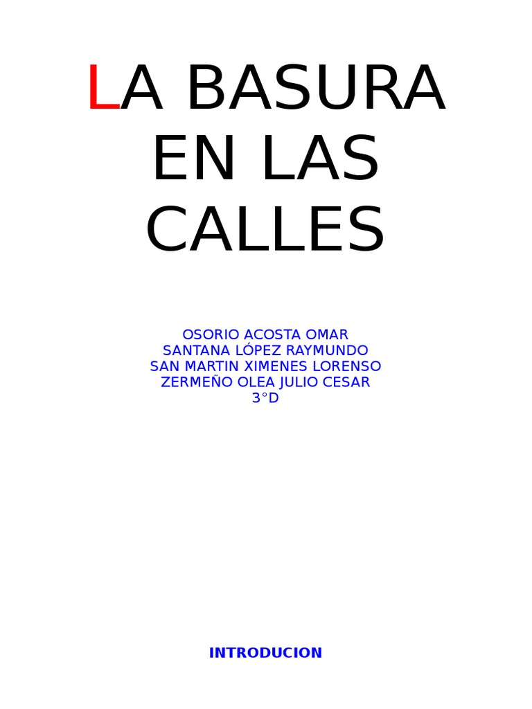 La Basura en Las Calles | PDF | Residuos | Entorno natural