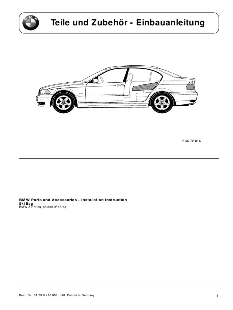 E46 Ski Bag Retrofit Guide PDF Sedan (Automobile) Trunk (Car)