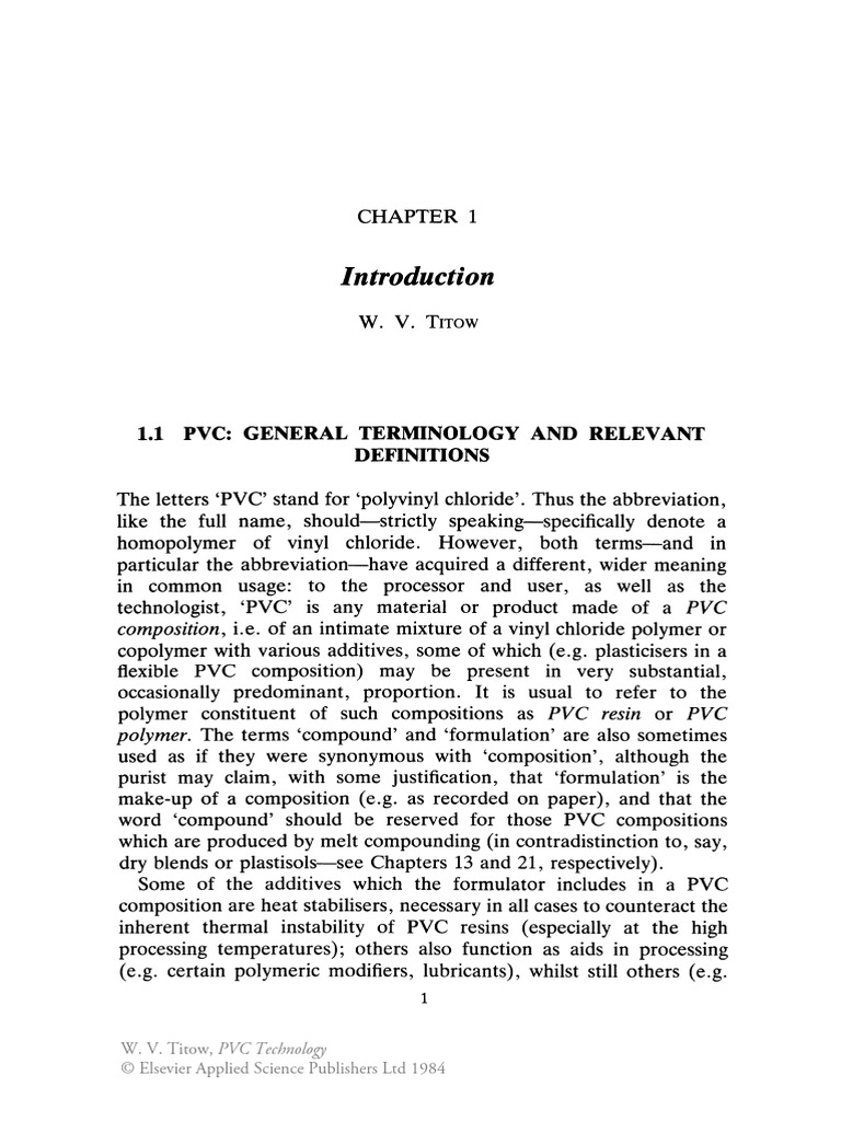 PVC Technology: Chapter 1 | PDF | Polyvinyl Chloride | Polymers