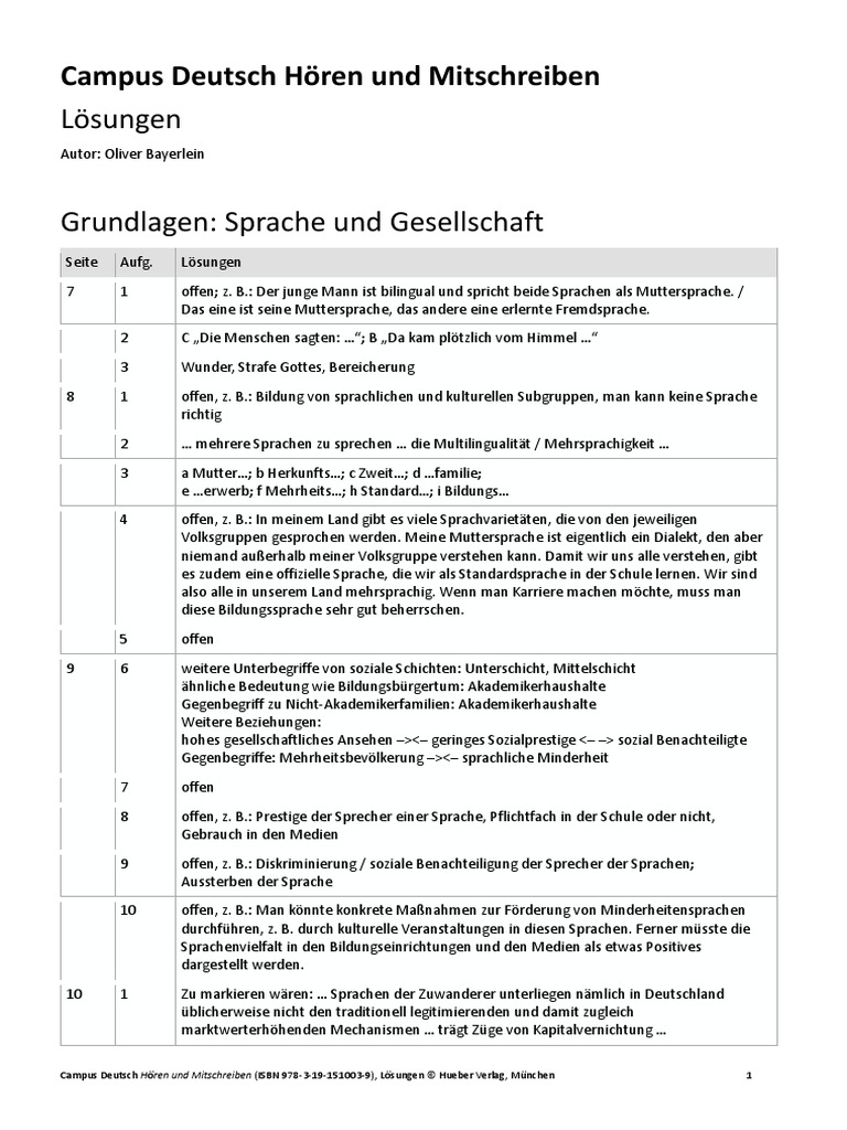 Campus Deutsch Hoeren Mitschreiben Loesungen