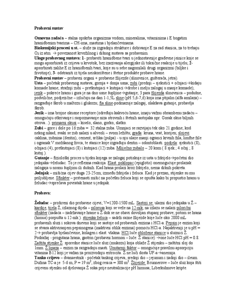 Biologija - Probava I Probavni Sustav PDF