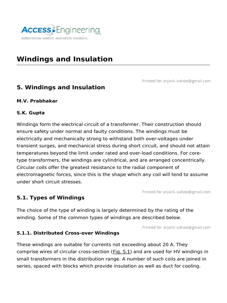 5.windings and Insulation PDF Insulator (Electricity) Dielectric