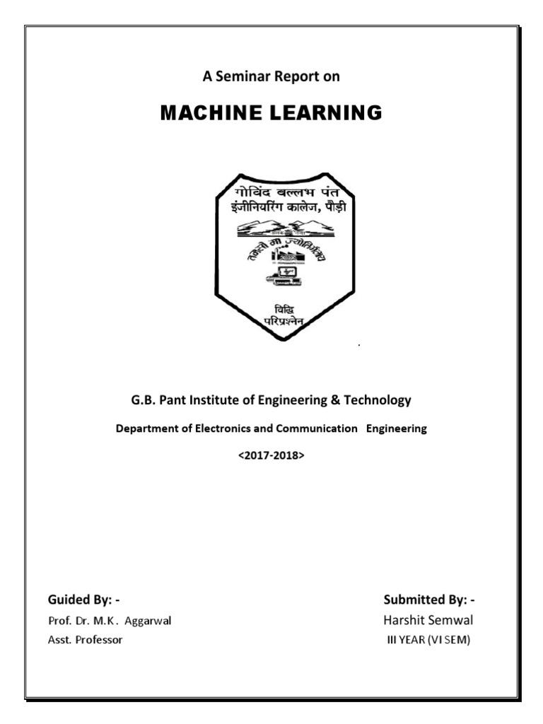 Machine Learning Seminar Report | PDF | Statistical Classification ...