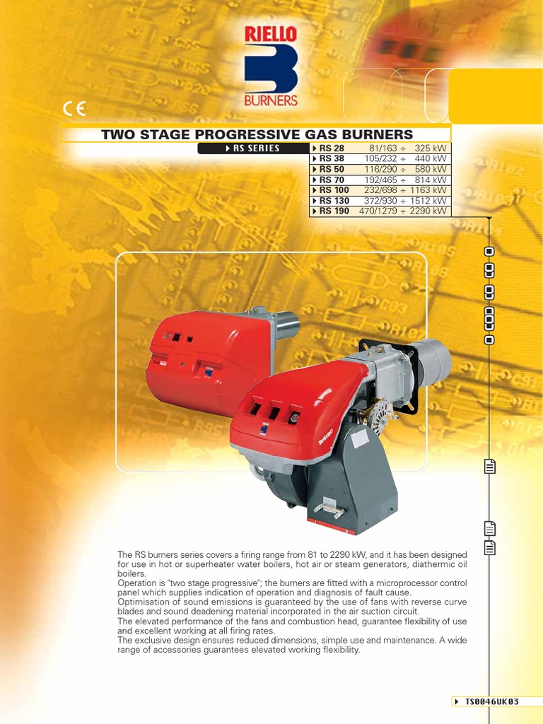 Riello RS 50 Burner Specifications | PDF | Valve | Boiler