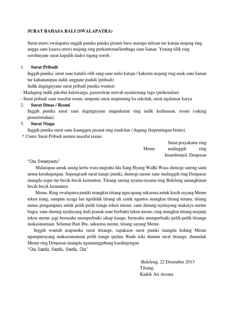 Surat Bahasa Bali