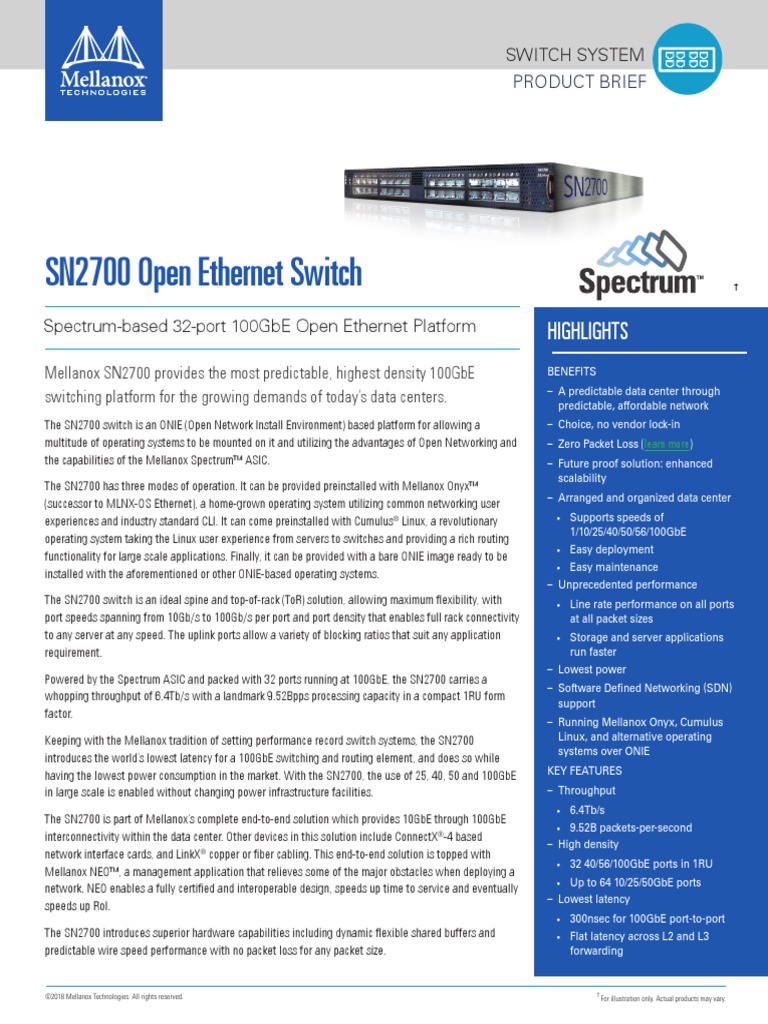 SN2700 Open Ethernet Switch: Highlights | PDF | Network Switch | Computer  Network