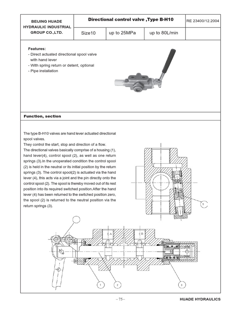 Directional Control Valve Type BH10 PDF Valve Fluid Dynamics