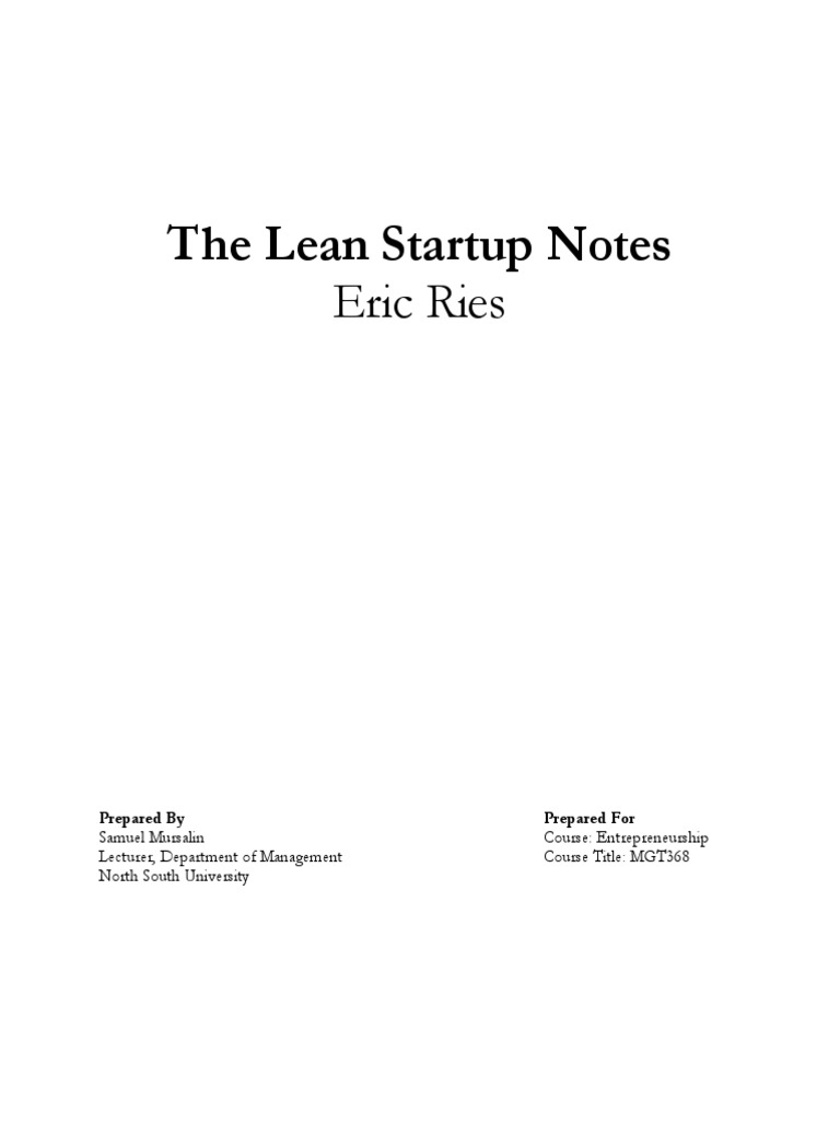 The Lean Startup Notes | PDF | Lean Startup | Experiment