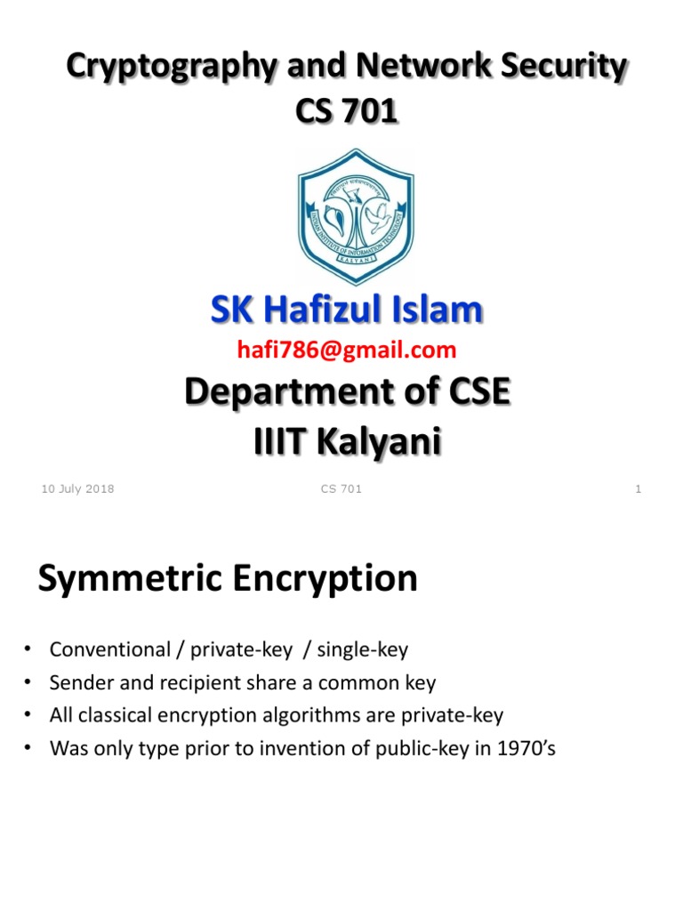 Cs 701 (July 2017iiitk) l3&l4 | PDF | Cryptanalysis | Cryptography