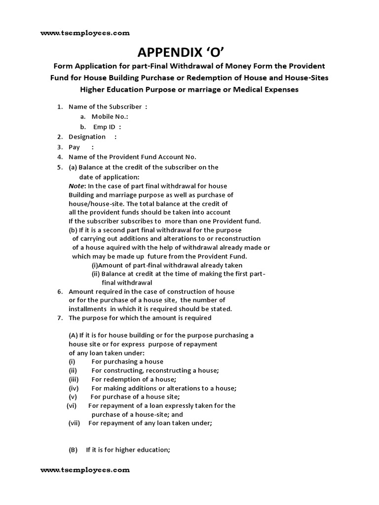 GPF Part-Final Withdrawal Application Form | PDF | Credit | Finance ...