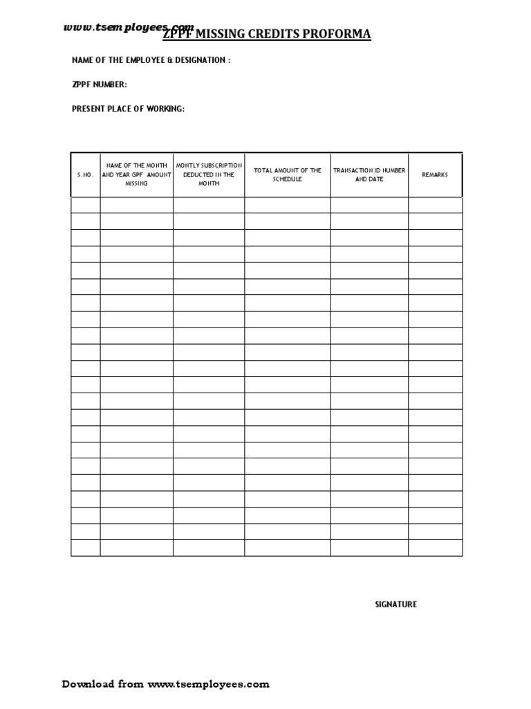 ZPPF Missing Credits Proforma Form | PDF | Career & Growth | Business