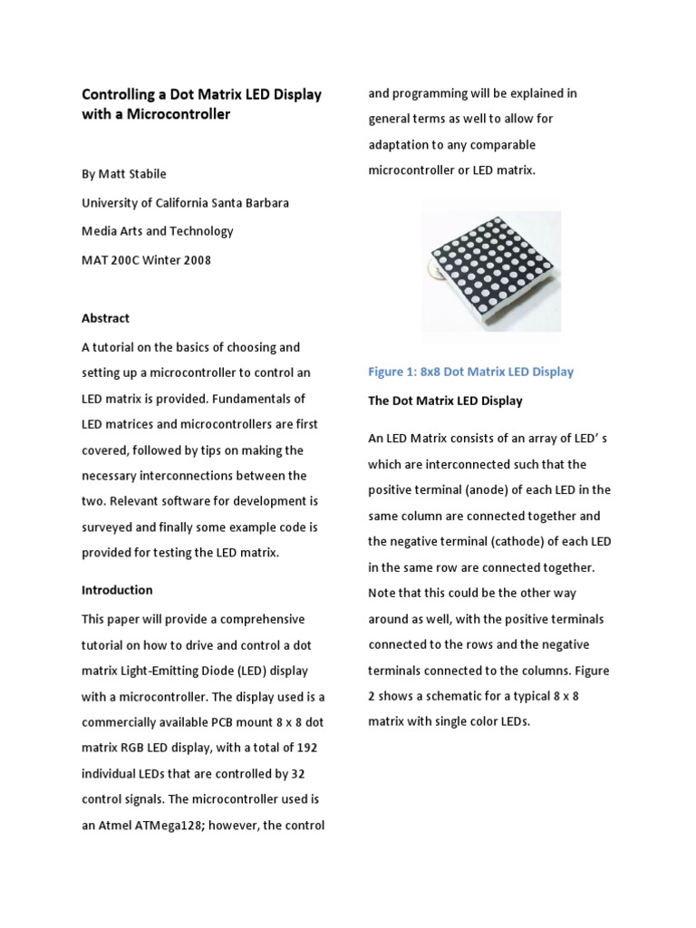 2017 Lab 3 REF Controlling A Dot Matrix LED Display | PDF | Science ...