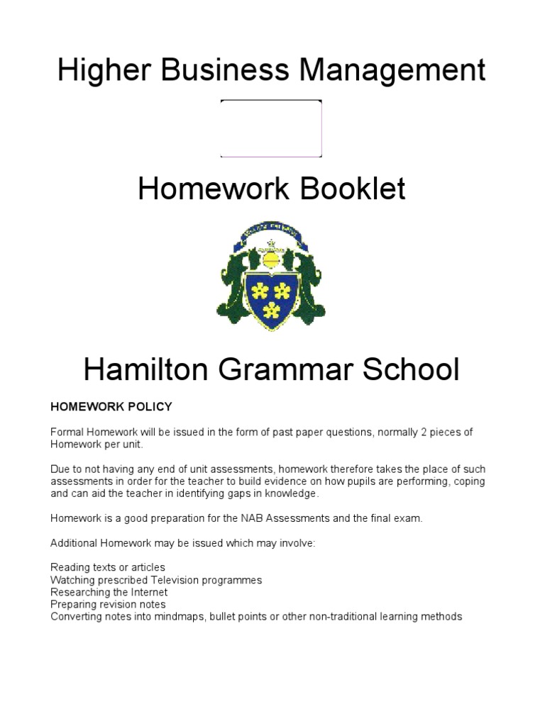 Higher Business Management Homework Guide | PDF | Retail | Employment