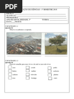 Avaliação Do 3º Ano Ciências 2016