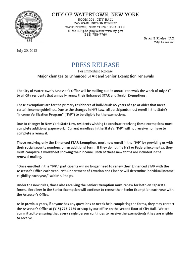 Major Changes To Enhanced STAR and Senior Exemption Renewals PDF