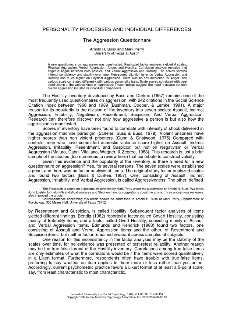 Journal Personality Processes and Individual Differences | PDF ...