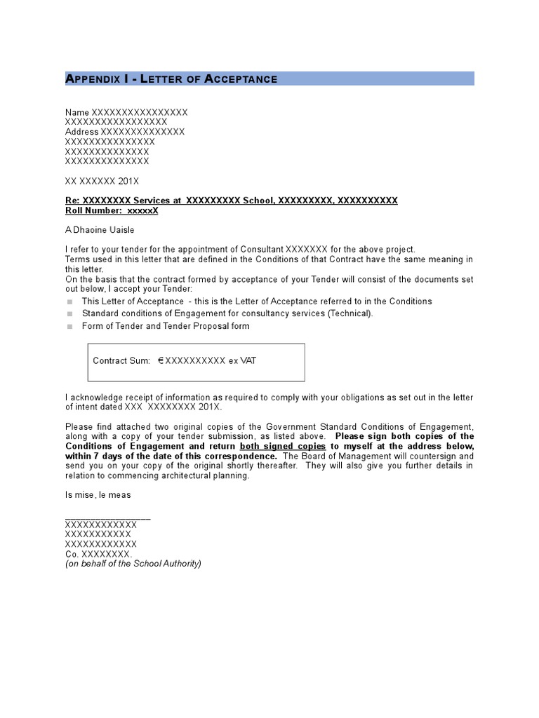 Appendix I Template Letter of Acceptance | PDF