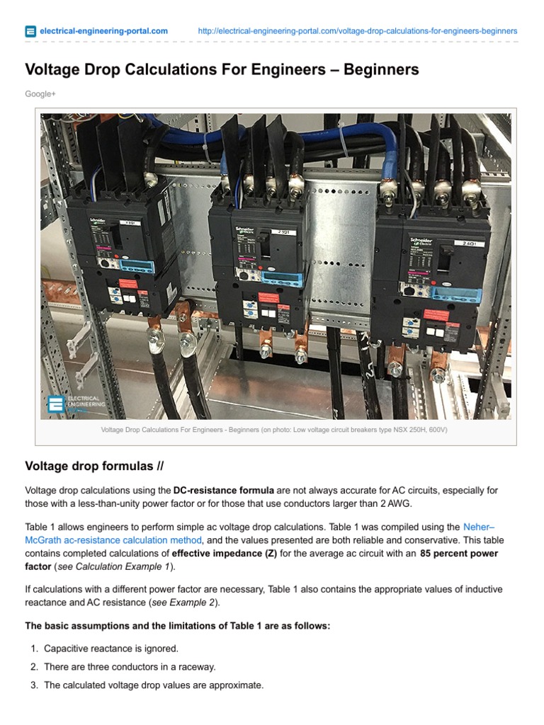 AC Voltage Drop Calculations Guide | PDF | Alternating Current ...