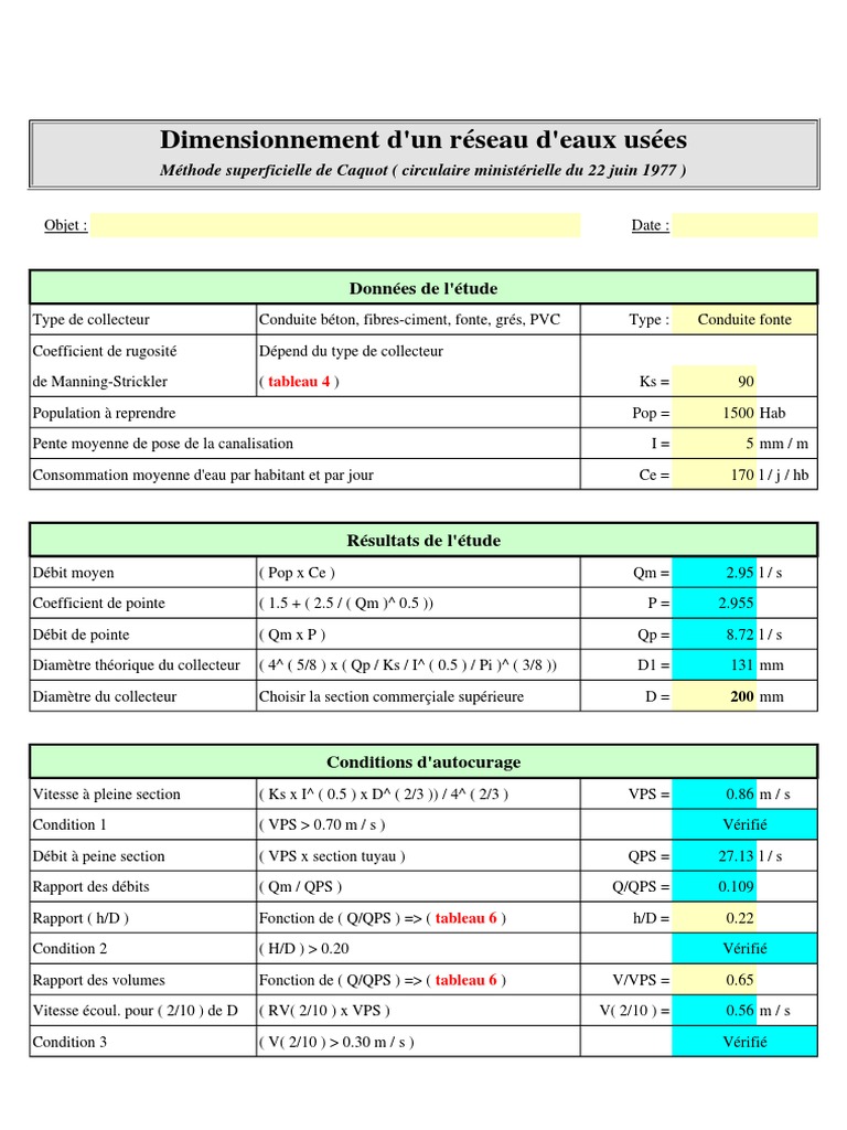 Note De Calcul Gestion Des Eaux Pluviales Xls Dimensionnement Des Eaux Usées (Excel) | PDF | Génie du bâtiment |  Hydrologie