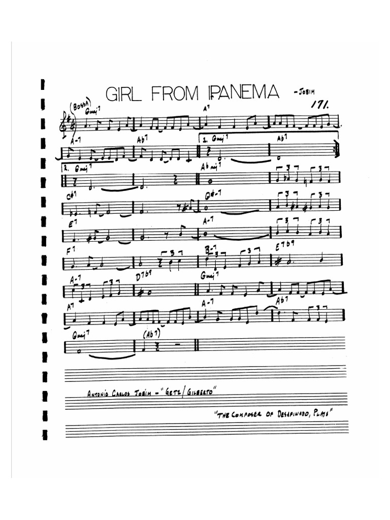 Amazing Girl From Ipanema Lead Sheet Gallery