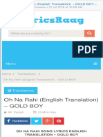 Oh Na Rahi Lyrics (English Translation) - GOLD BOY