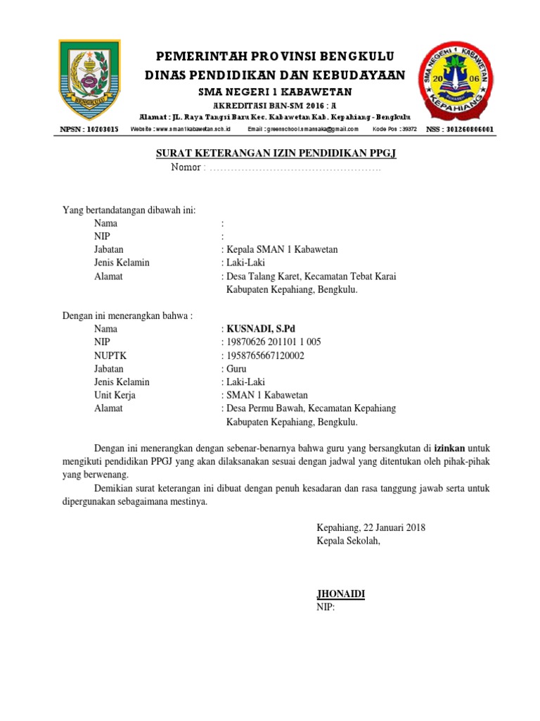 Kop Surat Dinas Pendidikan Provinsi Bengkulu Contoh Kop Surat