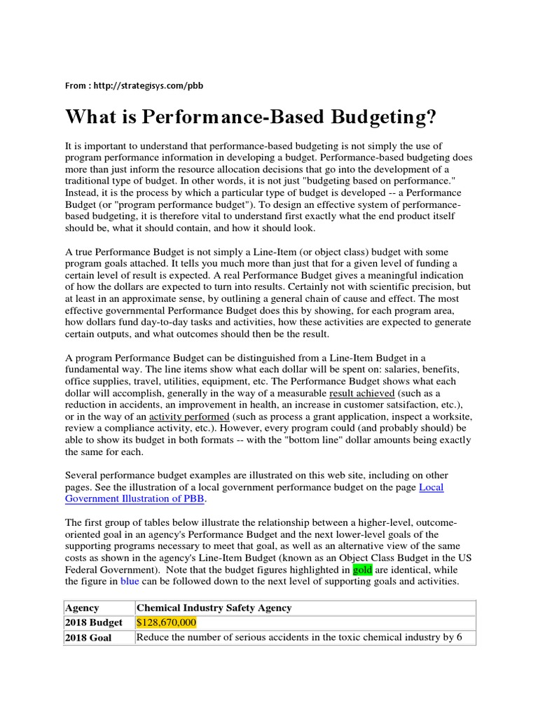 What Is Performance Based Budget Pdf Budget Business
