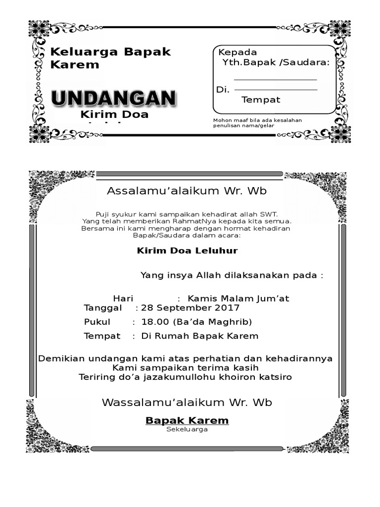 Undangan Tahlil