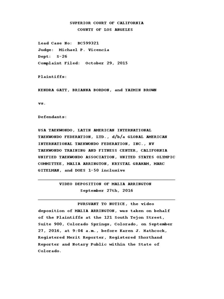 Malia Arrington Transcript PDF Justice Crime and Violence