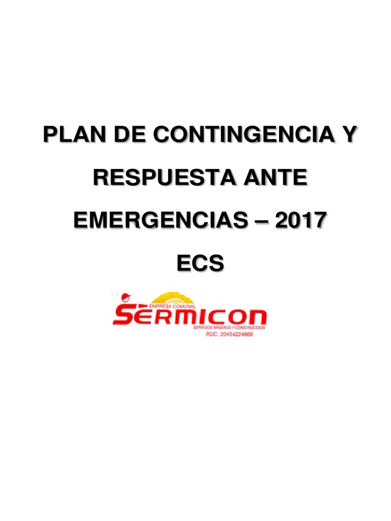 Plan de Contingencia y Respuesta Ante Emergencias | PDF | Temblores ...