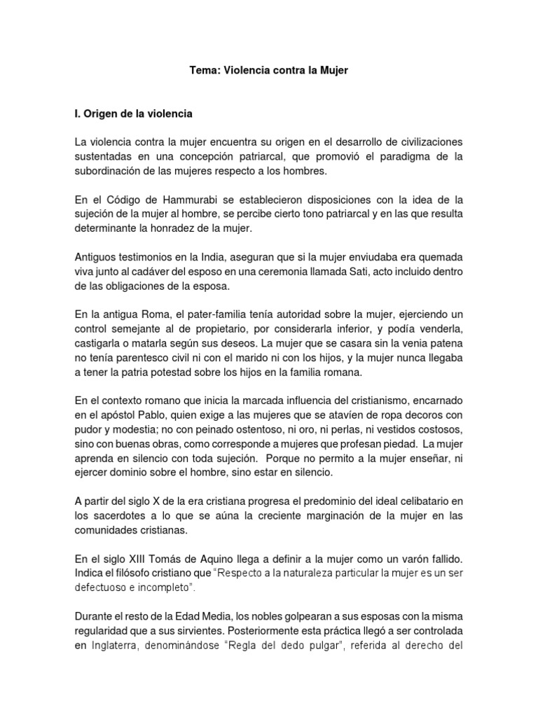 Historia de la Violencia contra la Mujer | PDF | Violencia | La ...