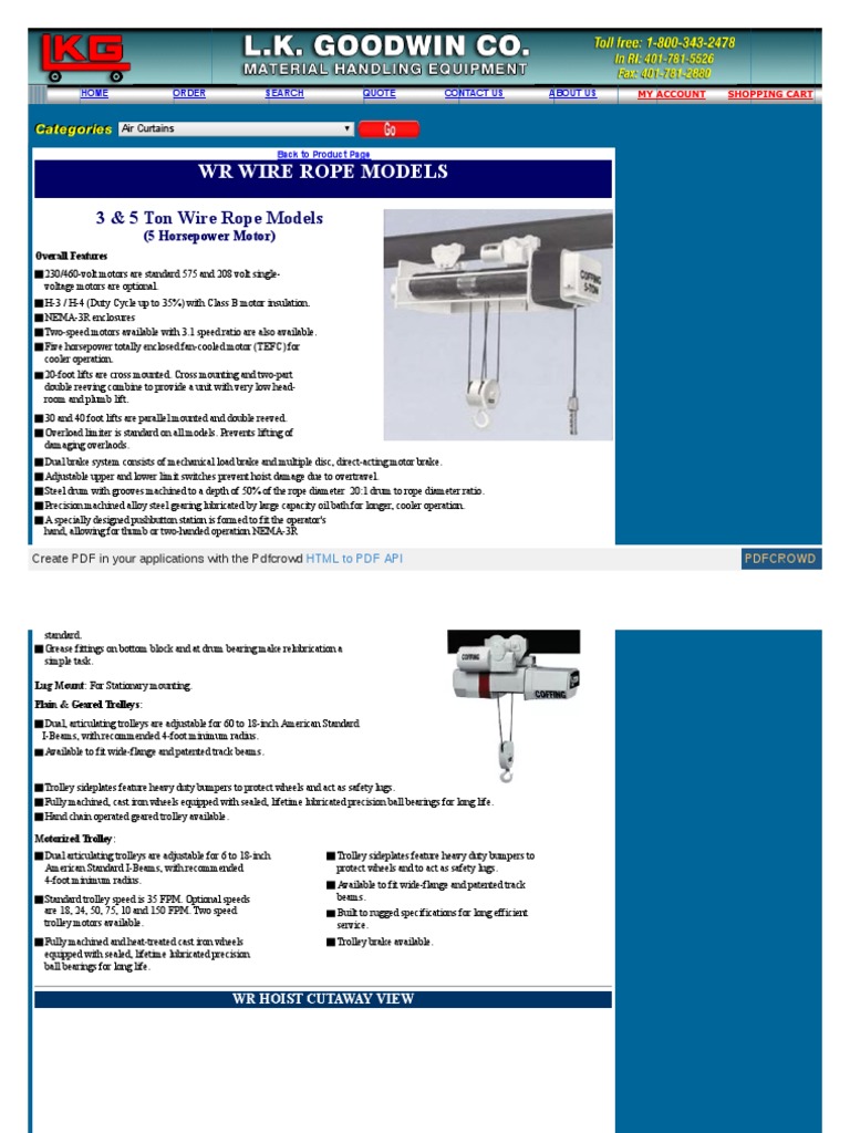 WWW Lkgoodwin Com More Info WR Wire Rope Models 3 and 5 Ton | PDF ...