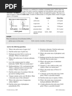 Molar Mass: Name - Chem Worksheet 11-2