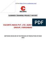 Escorts Agri Faridabad - Process of Production of Rear Axle - Mechanical Engg. (ME) Summer Innternship